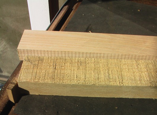 Original rough sawn, my bandsaw rip cut, and planed.